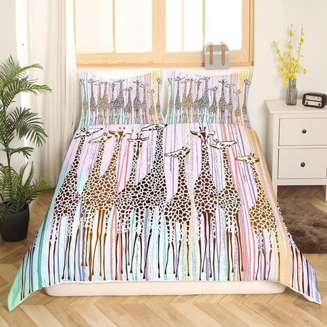 Bettwäsche-Set 155x220 cm mit Giraffen-Motiv, 3D-Druck, Mikrofaser