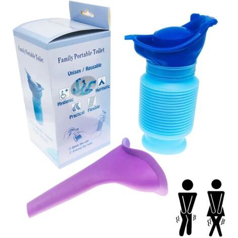 Urinoir portable réutilisable pour femme – 2PCS extensible jusqu'à 32 cm – Idéal pour camping et voyages – Matériau PE étanche (1/5)