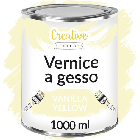 Creative Deco Vernice a gesso Giallo Vaniglia 1L Opaca e Lavabile per Mobili in Legno