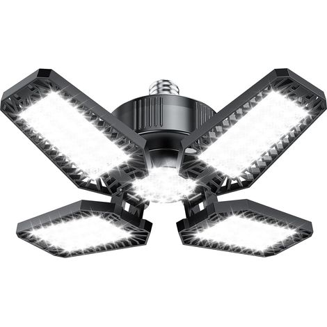 Eclairage LED Garage 1 Pièces 20W, 2000LM Lampe Plafonnier LED Garage avec 4+1 Panneaux Déformables 6500K E26/E27 Éclairage Atelier/Cave, Sous-sol (Équivalent à 120 W (1/5)