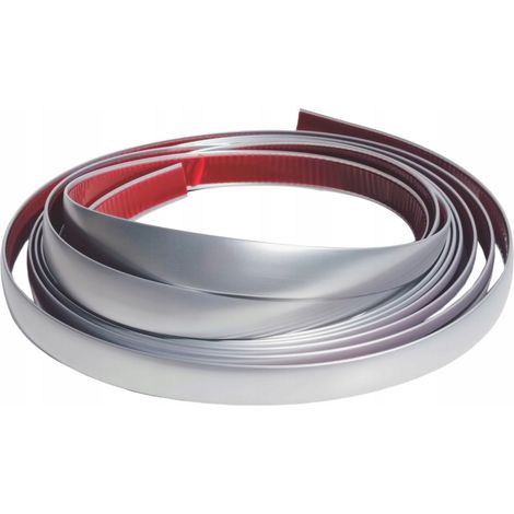 DEKORATIVER STREIFEN SILBER CHROM MATT 17 mm SATIN FLEXIBEL SELBSTKLEBEND (1/5)