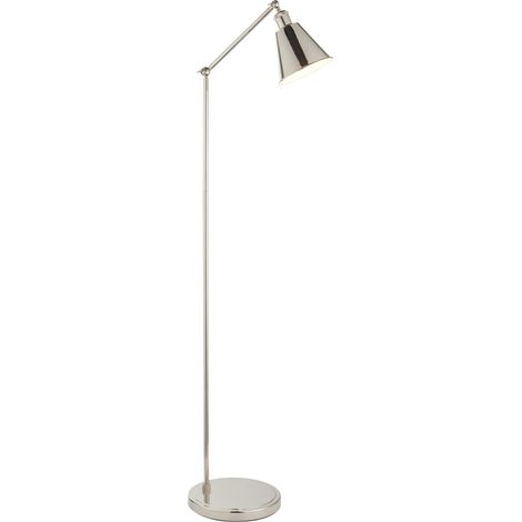 Lampada da terra industriale nichel E27 braccio regolabile (1/5)