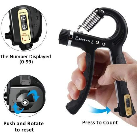 Hand Grip, Zamus 5-60KG Ajustable Musculation Avant Bras, Poignée Musculation avec Fonction de Comptage Musculation Main (1/4)