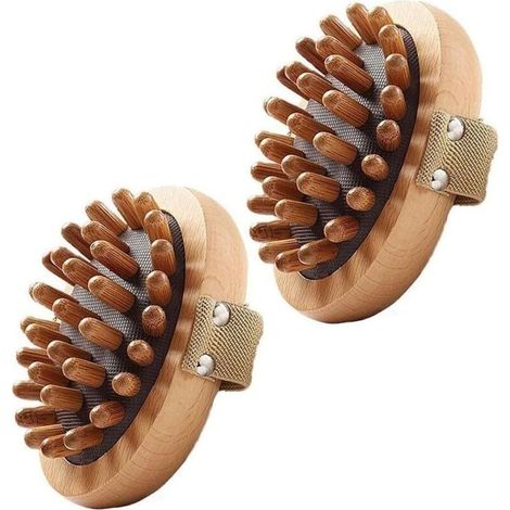 Meridian Lot de 2 brosses à pression anti-cellulite pour le corps, coussin d'air apaisant avec huiles essentis en bois, brosse de massage méridienne, appareil de massage en bois naturel (1/4)