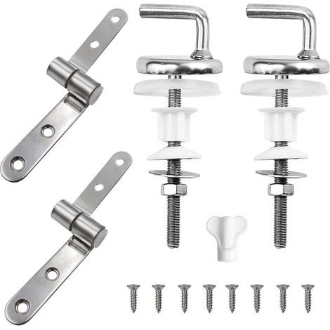 2x Fixation Abattant Wc, Acier Inoxydable, Charnière Universelle 14-18mm, Siège Toilette (1/5)