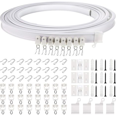 3 Mètres Rail de Rideau Incurvé au Plafond Pliable Rail de Rideau de Plafond Flexible 3M Rail Incurvé pour Fenêtres Montées pour Système de Rideau de Rail Meuble de Séparation (1/5)