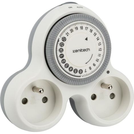 – Multiprise programmable 2x16A – Minuterie mécanique 15 minutes – Sortie 230V – Puissance 3680W – Prise sous tension (1/5)