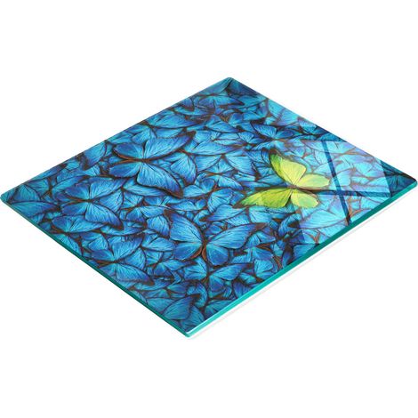 Tablero de vidrio decorativo multifuncional para cocina, mariposa verde, 60x52 cm
