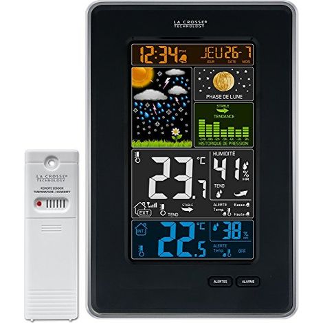 La Crosse Technology WS6835-BLA - Stazione meteorologica con Schermo a Colori e Fasi lunari, Colore Nero