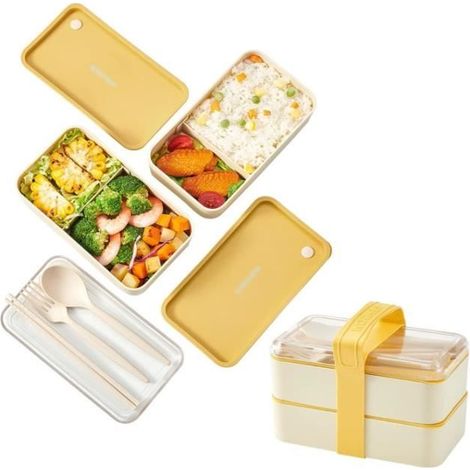 Lunch Box - Non spécifié - Double Couche - 4 Compartiments - Anti-fuite - Micro-ondes compatible (1/4)