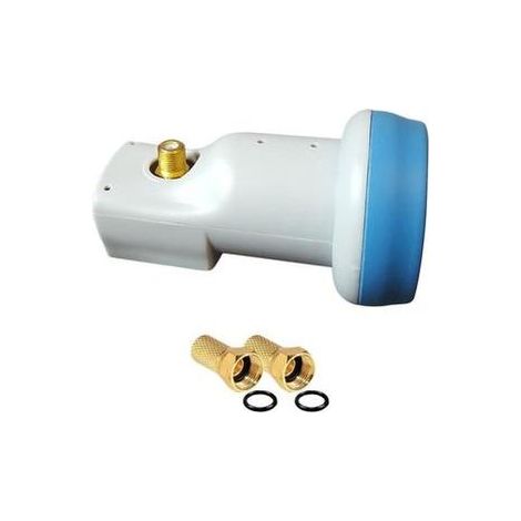 LNB Single Tête Parabole Universelle 0,1 dB Full HD 1080p 4K Ultra HD + 2 Fiches F Or