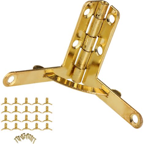 20 charnières à ressort à angle de 90° pour petit coffret à bijoux, boîte à vin, boîte à montres, couvercle en bois (doré) (1/5)