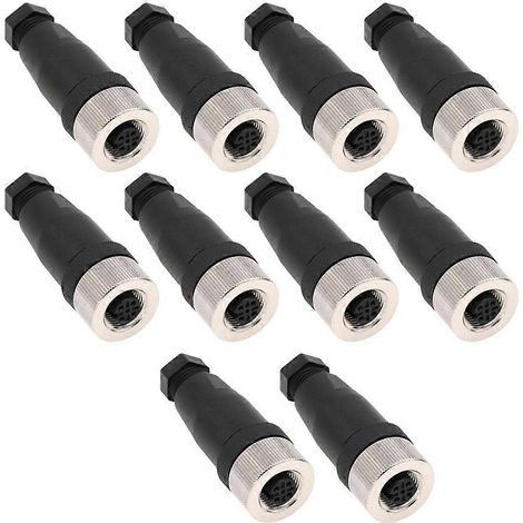 Lot de 10 connecteurs pour capteur 5 broches, fiche mâle étanche pour usage industriel, fiche femelle 5P I (PG7) (1/5)