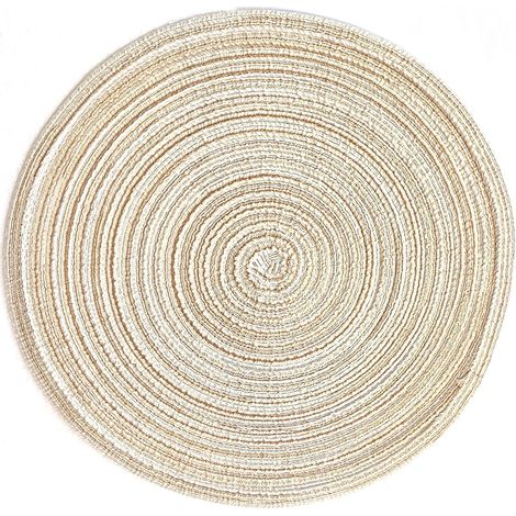 Set mit 4 runden, hitzebeständigen Platzsets, 11 cm Durchmesser, ideal für Küche und Esszimmer, beigefarben