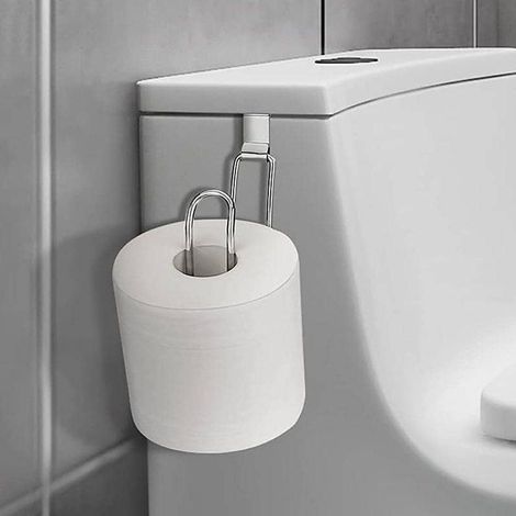 Porte-rouleau de papier toilette au-dessus du réservoir en acier inoxydable pour le rangement de la salle de bain (argenté) (1/5)
