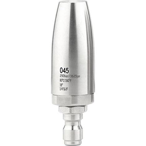 Buse turbo de nettoyeur haute pression en acier inoxydable, embout rotatif à 360° avec connexion rapide 1/4, pour jardin, allée, voiture, terrasse (045) (1/4)