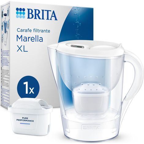 Carafe Filtrante Marella XL - 3.5L Blanc + 1 Filtre MAXTRA PRO Emballage durable grande capacité ne convient pas à la porte du réfrigérateur réduit calcaire chlore (1/5)
