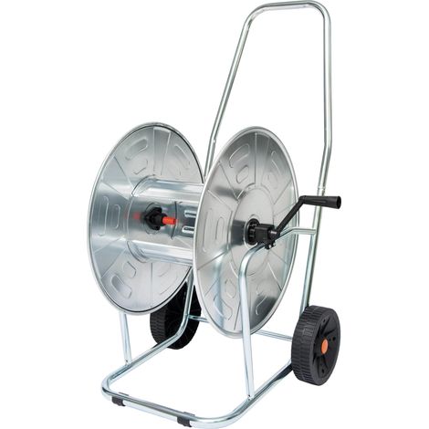 Carrello Avvolgitubo Manuale con Ruote 80 mt Tubo Ø3/4” in Acciaio Zincato Grigio Agrati