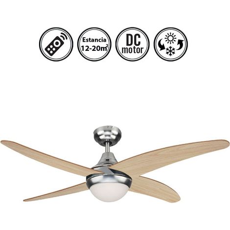 Ventilador de techo con luz y palas de madera - ACHILIA (1/4)