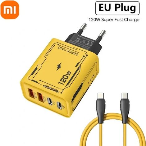 Chargeur Xiaomi 120 W à charge ultra rapide Type-C GaN, adaptateur de charge USB-C QC 3.0 pour iPhone, Samsung et Xiaomi (norme UE). (1/5)