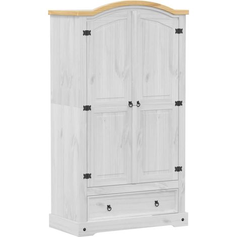 vidaXL Armadio Corona Bianco 102x52x186 cm in Legno Massello di