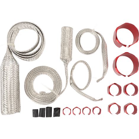 Ortviai Gaines de Protection pour Tuyaux Radiateur en Acier Inoxydable TF-1133 Rouge – 18 Pièces, Résistant à la Chaleur Extrême