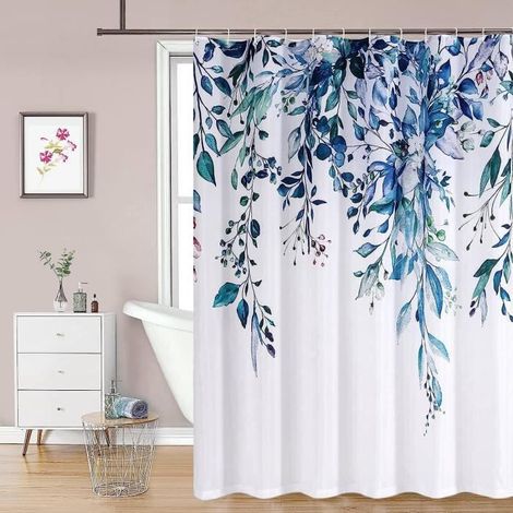 Rideau de Douche Floral avec 12 Crochets, Rideaux de Douche en Polysilicium Imperméable, Lavable Machine, Séchage Rapide, 180x200cm (1/4)