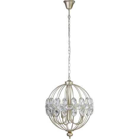 Suspension BRACELET 6L Champagne doré avec cristal détails E14 6x40w diamètre 47cm