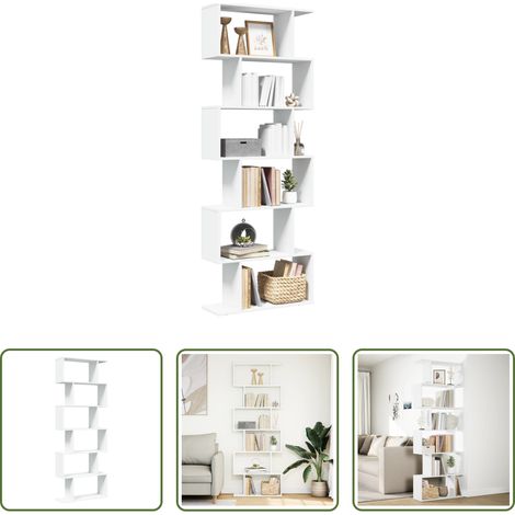 vidaXL Holzwerkstoff -  Raumteiler-Bücherregal 6 Etagen Weiß 70x24x193 cm Holzwerkstoff (1/5)