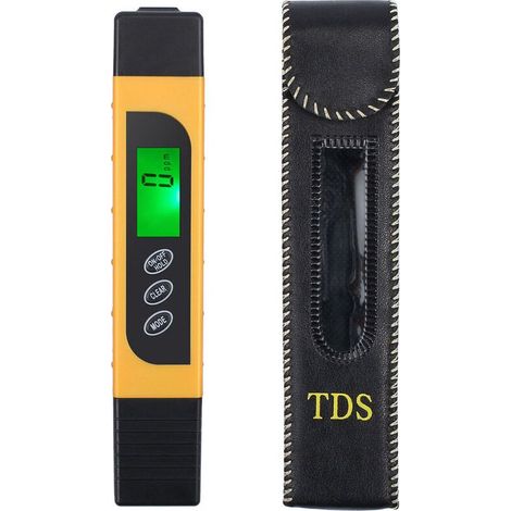 Testeur de qualité d'eau, compteur EC TDS précis et stylo de test de température avec LCD rétro-éclairé pour l'eau potable, l'hydroponie, les piscines, les aquariums (jaune) (1/5)