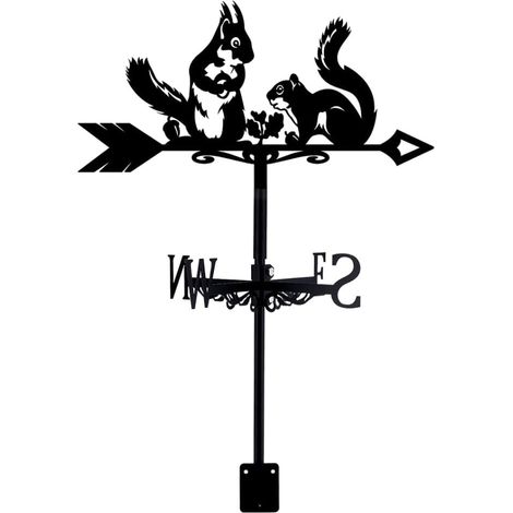 Outdoor Garden Weather Vane Squirrel Metal Weathervanes for Courtyard Roof Garden Direction Panel Weathervanes Wrought Metal Outdoor Deco (1/5)