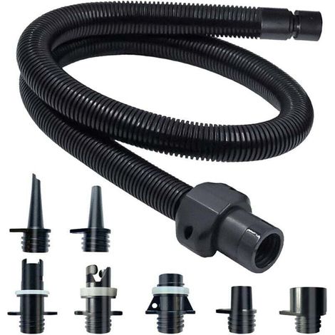 Tuyau adaptateur pour pompes à palettes, tuyau adaptateur universel pour pompes à palettes avec 7 embouts de valve d'air, compatible avec la plupart des pompes à palettes, raccord fileté rotatif, diam (1/4)