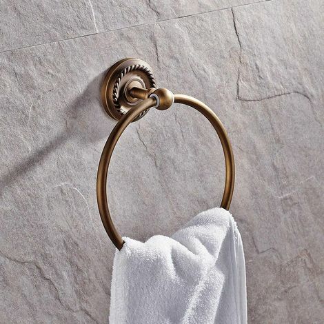SHINING HOUSE Porte-serviette Anneau Porte-Serviette Fixation Murale Rond en Acier pour Salle de Bain ou Cuisine Support-Serviette Dorée de Douche Accessoir de Salle de Bain 18 cm (1/4)
