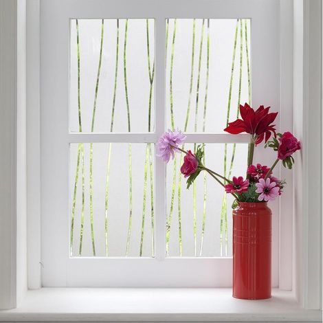 45 x 200 cm statisch haftende Fensterfolie, unregelmäßige Streifen – Milchglas-Verdunkelungsfolie, selbstklebend, UV-beständig, Dekorfolie für Schlafzimmer und Fenster (1/5)