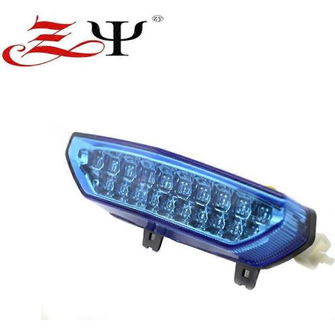 Feu arrière à LED bleu avec clignotants et fonction stop modifiés pour moto Kawasaki 636 ZX6R (2007-2008) - Compatible avec les modèles suivants : Kawasaki 636 ZX6R (2007-2008) (1/5)