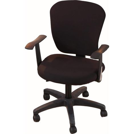 Housse de Protection pour Chaise de Bureau Housse de Chaise pivotante 2 pièces Jacquard Farbic Amovible Lavable Anti-poussière (Noir) (1/5)
