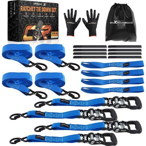 Ratschen Zurrgurte Set 4-teilig 2362kg mit Soft Loops & S-Haken für Transport (1/5)