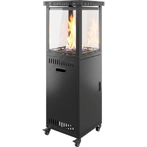 Outsunny estufa de gas exterior, 13 kw, regulación continua del calor, encendido piezoeléctrico, antivuelco, ruedas, vidrio templado, piedras de lava (1/5)