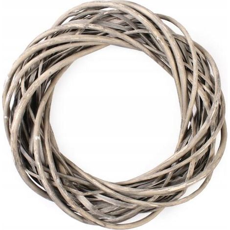 Couronne décorative en osier, grise, 30 cm