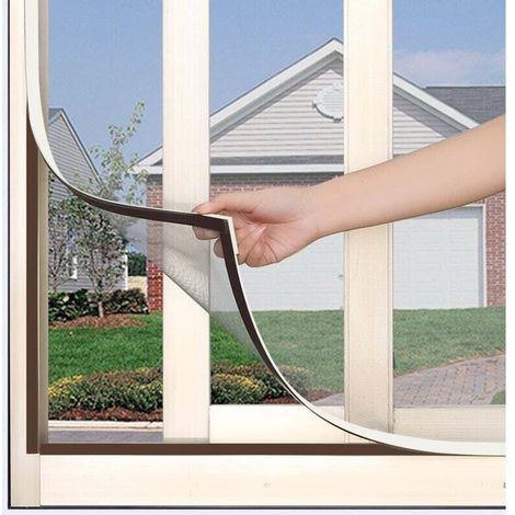 Moustiquaire de fenêtre avec fixation magnétique innovante Moustiquaire cadre magnétique pour moustiquaire, fenêtre, lavable, blanc, pas besoin de poinçonnage，jusqu'à 110 x 140 cm-DOU