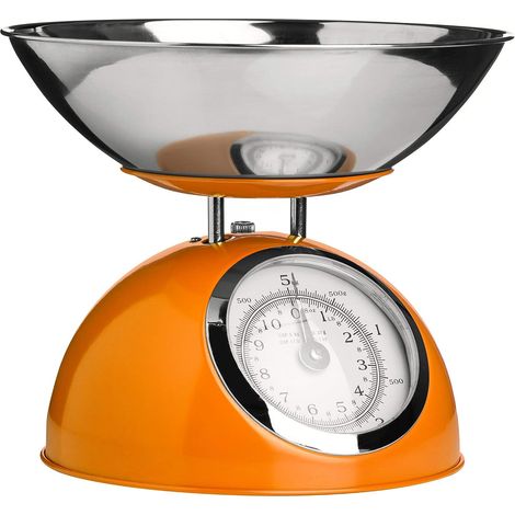 Housewares 0807282 Balance de Cuisine Electronique avec Bol Acier Inoxydable Orange