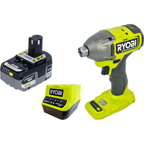 Visseuse à chocs sans fil RYOBI RID18BL-0 18 V 300 Nm 1/4" sans balais + 1 batterie 5,0 Ah + chargeur (1/5)