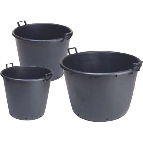 Mastello per Vivaio in Polietilene Nero con 2 Manici e Fori – Uso Professionale - Specifiche: lt. 24 - d. 40 cm.