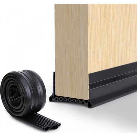 Joint de bas de porte, bande de protection contre les courants d'air, isolation phonique, 1 m, noir (1/5)