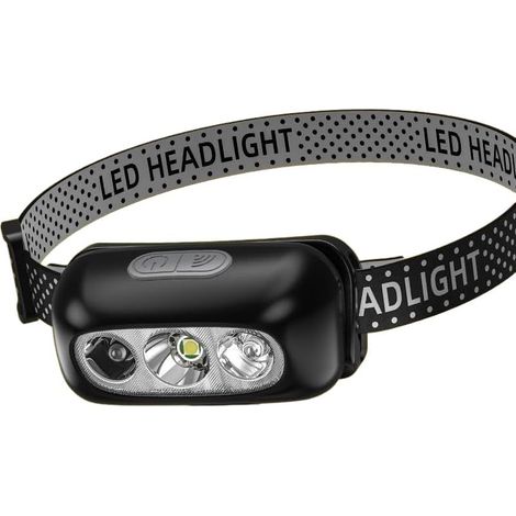 Lampe frontale ultra-lumineuse avec longue autonomie, lampe torche rechargeable à capteur haute intensité montée sur bandeau (feux de route - 39800W) (1/5)