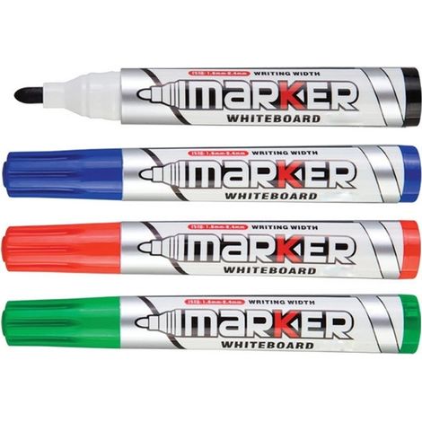 TRADE SHOP - 12 Pennarelli Per Lavagna Bianca Marker Whiteboard Scuola Ufficio Cancelleria - (1/2)