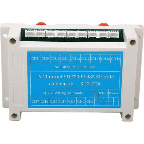 16-Kanal-RS485-Modul zur Temperatur- und Feuchtigkeitserfassung, Sensorsteuerplatine, DC 8–30 V