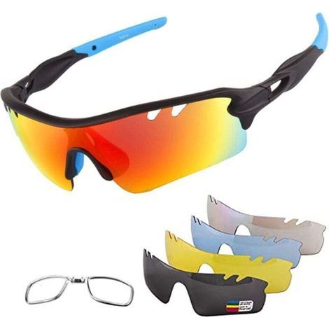 pair Lunettes de cyclisme, lunettes de sport, lunettes de cyclisme polarisées pour hommes, 4 pièces de protection de verres remplaçables pour le cyclisme et l'escalade (1/4)