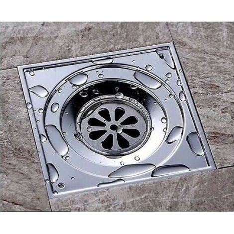 Siphon sol salle de bain - inox anti-odeur carré, grand calibre 150x150mm - siphon Étiquette (1/4)