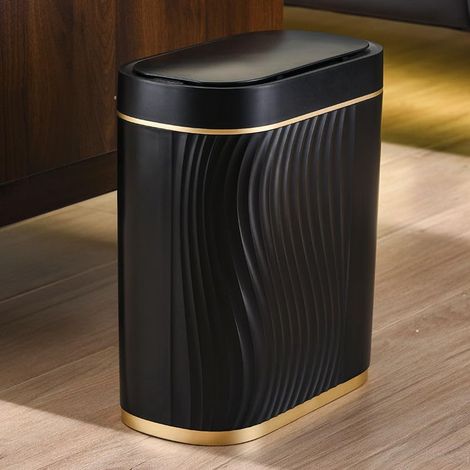 Cubo de basura de 8 litros con tecnología de sensor, sin contacto y a prueba de fugas para oficina y baño, con tapa y función de cancelación de ruido. (1/5)
